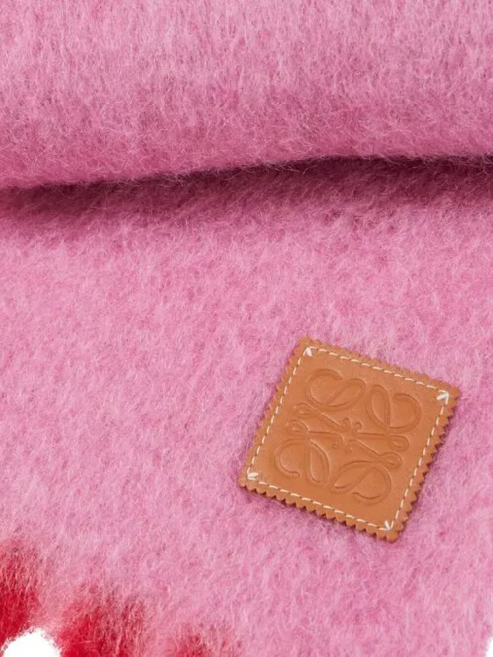 Loewe Pink Mohair-blend Scarf | Fringed & Leather-trimmed - Picture 9 of 12